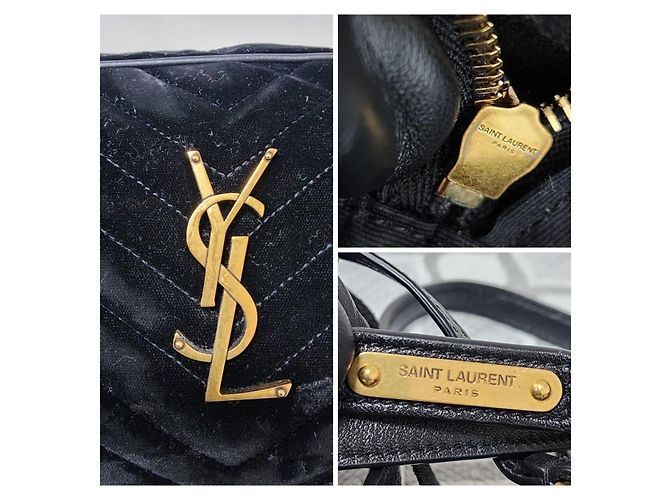 YVES SAINT LAURENT Borsa a Tracolla Loulou in Velluto Trapuntato Nera Nero - vista 7
