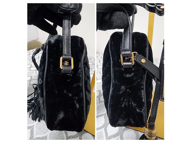 YVES SAINT LAURENT Borsa a Tracolla Loulou in Velluto Trapuntato Nera Nero - vista 8