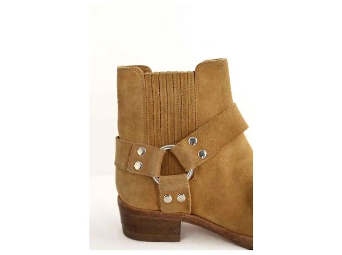 Re/Done Botas biker de camurça camel - vista 4