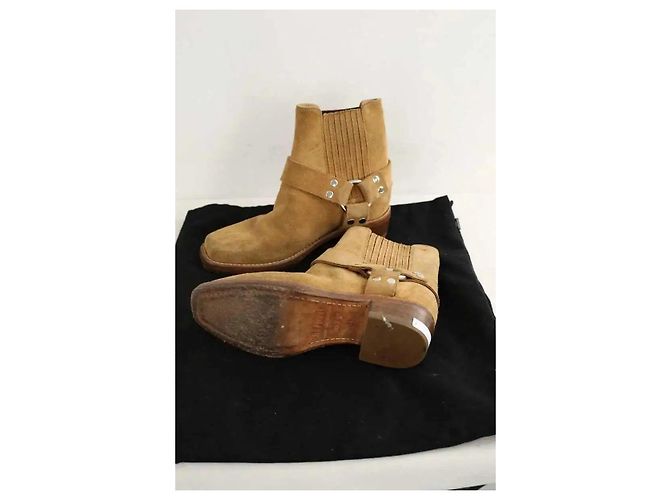 Re/Done Botas biker de camurça camel - vista 7