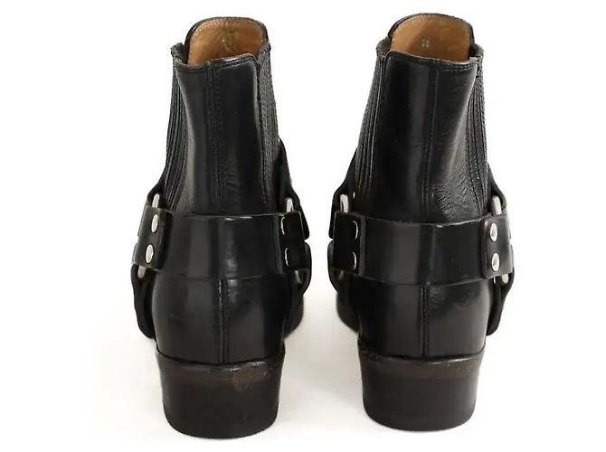 Re/Done Schwarze Leder-Bikerstiefel - Ansicht 2