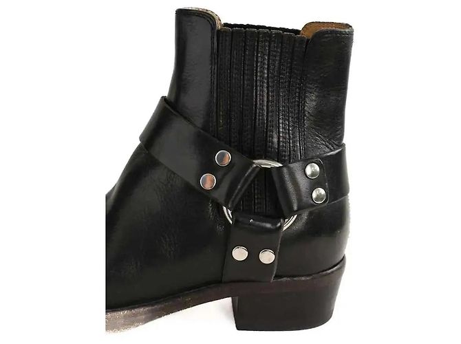 Re/Done Schwarze Leder-Bikerstiefel - Ansicht 5