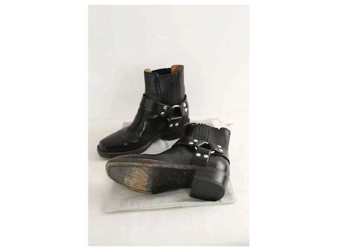 Re/Done Schwarze Leder-Bikerstiefel - Ansicht 6