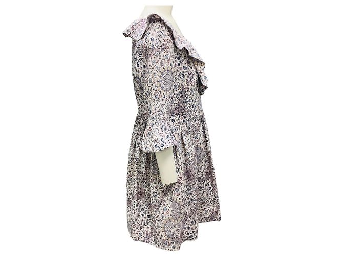 Abito mini in lino stampato bianco / viola / blu Zimmermann Multicolore - vista 2