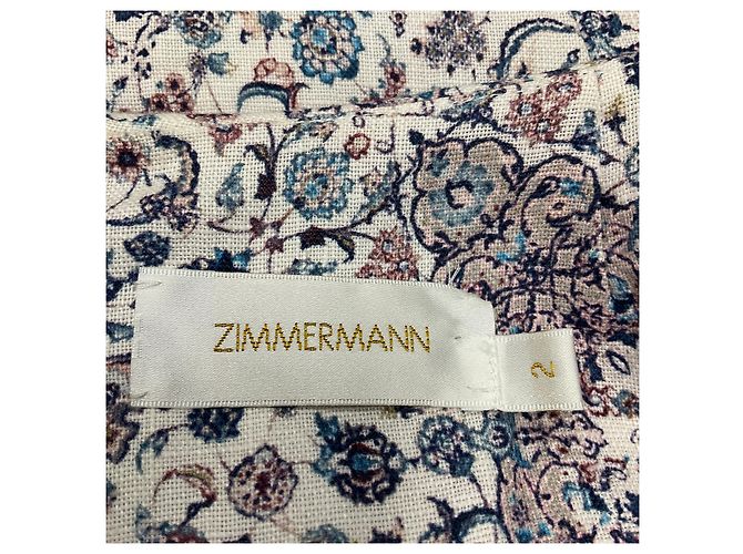 Abito mini in lino stampato bianco / viola / blu Zimmermann Multicolore - vista 4