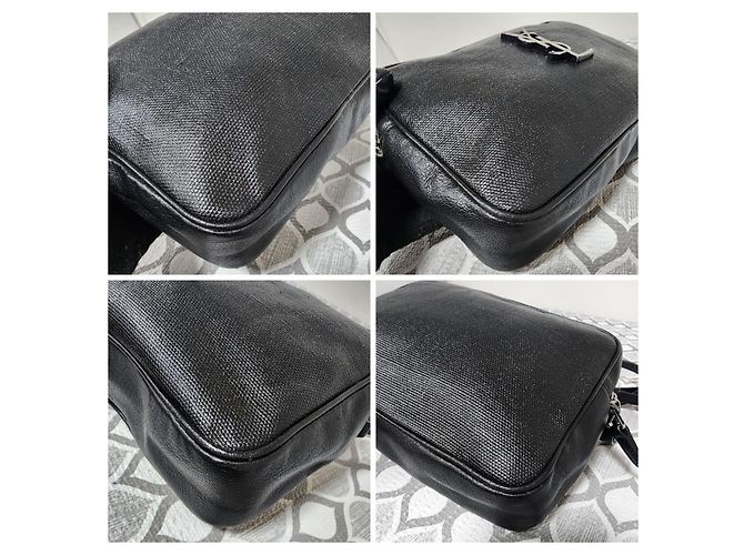 YVES SAINT LAURENT Borsa a tracolla Lou Camera in tela di rafia nera Nero - vista 10