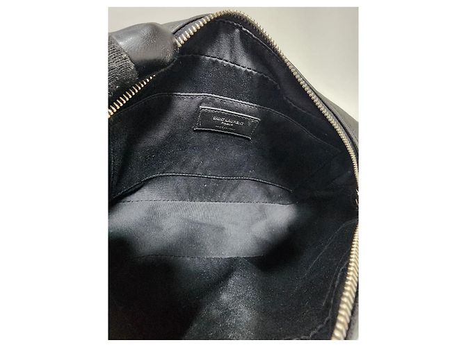 YVES SAINT LAURENT Borsa a tracolla Lou Camera in tela di rafia nera Nero - vista 11