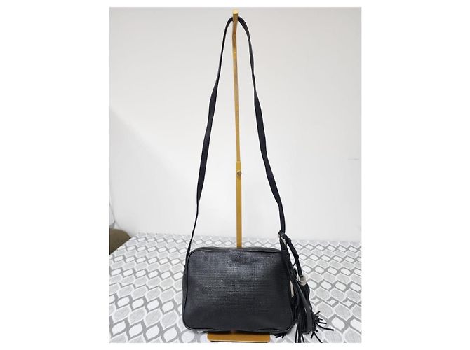 YVES SAINT LAURENT Borsa a tracolla Lou Camera in tela di rafia nera Nero - vista 3