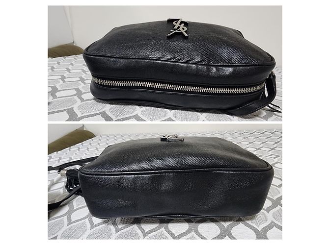 YVES SAINT LAURENT Borsa a tracolla Lou Camera in tela di rafia nera Nero - vista 8