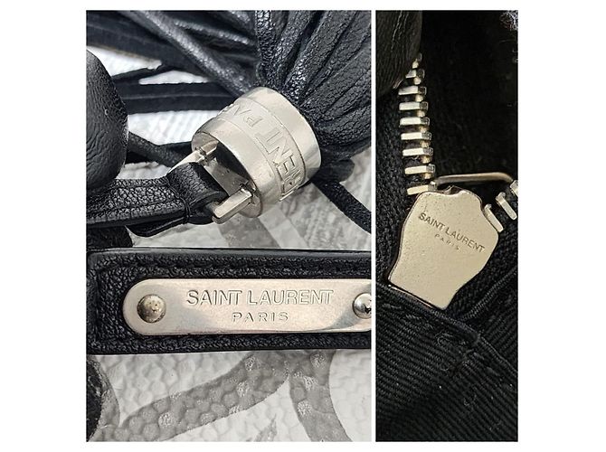 YVES SAINT LAURENT Borsa a tracolla Lou Camera in tela di rafia nera Nero - vista 9