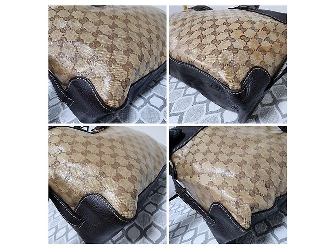 Borsa tote in tela/pelle Gucci GG marrone/beige - vista 11