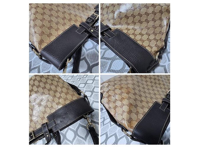 Borsa tote in tela/pelle Gucci GG marrone/beige - vista 9