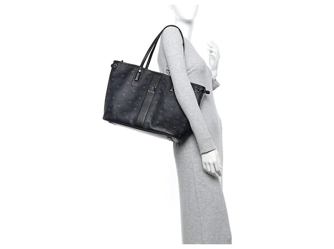 MCM Visetos Medium Liz Shopper Reversibile/Pochette Nero - vista 12