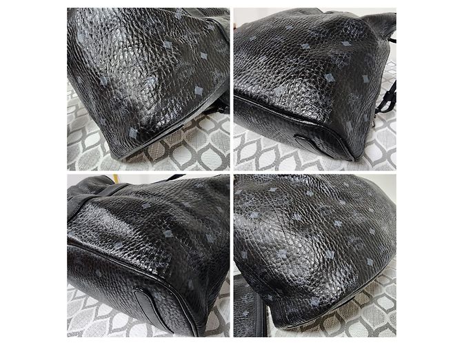 MCM Visetos Medium Liz Shopper Reversibile/Pochette Nero - vista 7