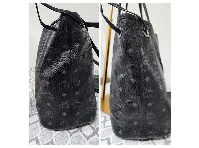 MCM Visetos Medium Liz Shopper Reversibile/Pochette Nero - vista 8