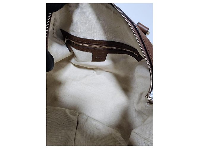Borsa a mano Gucci GG in tela marrone/beige - vista 10