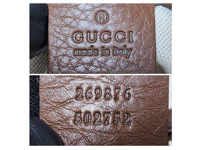 Borsa a mano Gucci GG in tela marrone/beige - vista 2