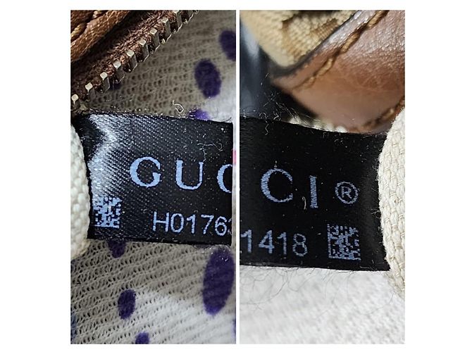 Borsa a mano Gucci GG in tela marrone/beige - vista 3