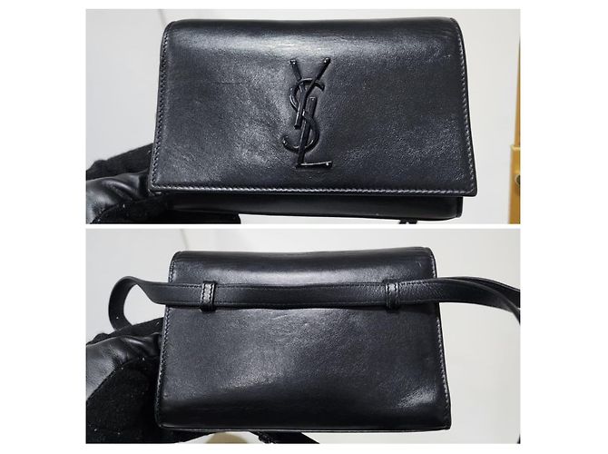 Borsa a tracolla in pelle monogramma Kate di Saint Laurent Nera Nero - vista 4