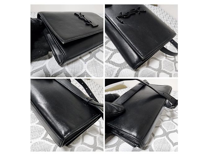 Borsa a tracolla in pelle monogramma Kate di Saint Laurent Nera Nero - vista 9