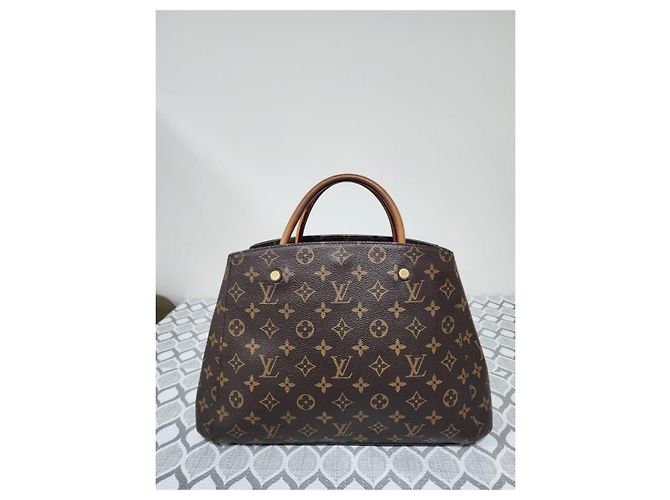 LOUIS VUITTON Borsa Montaigne MM in Tela Monogram Marrone - vista 12