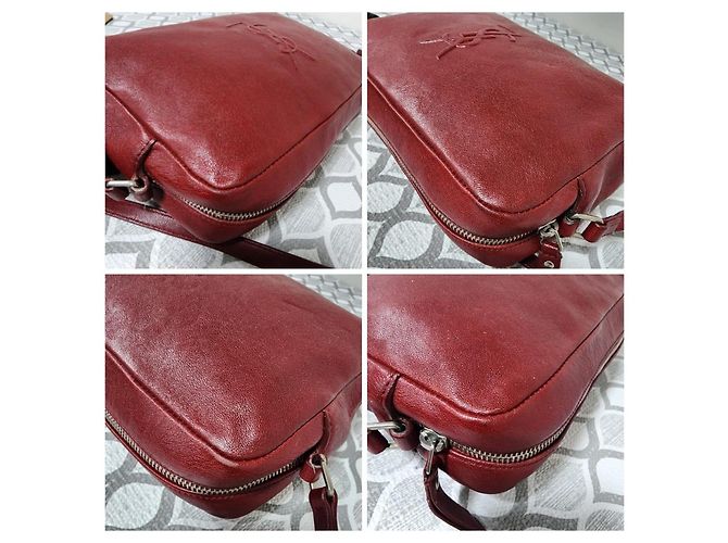 Borsa a tracolla Lou Camera in pelle Saint Laurent bordeaux - vista 9