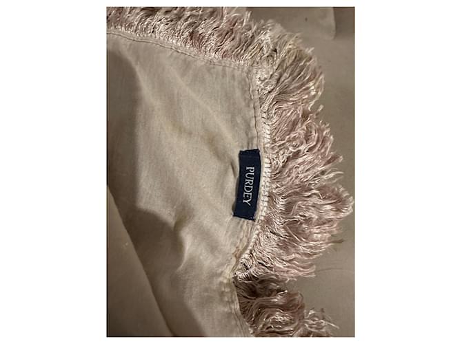 Autre Marque Sciarpa di seta beige con frange - vista 2
