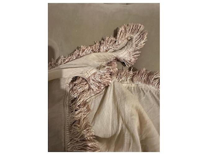 Autre Marque Sciarpa di seta beige con frange - vista 3
