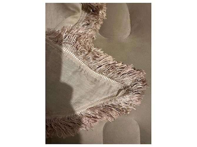 Autre Marque Sciarpa di seta beige con frange - vista 4