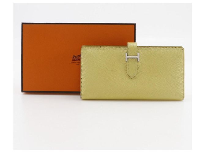 Hermès Cartera Larga Bearn Soufflet Epsom Hermes Amarillo - vista 16