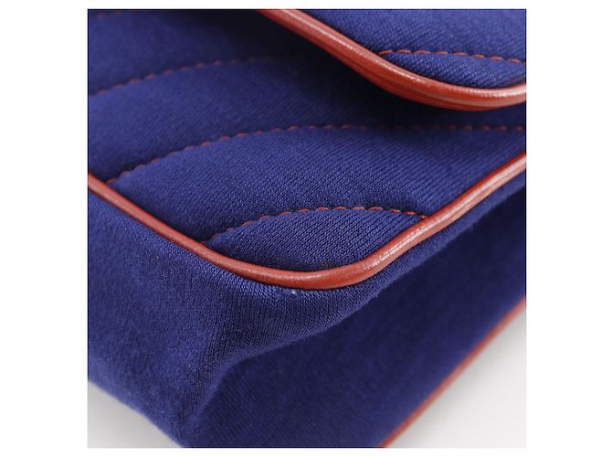 Timeless Borsa a Spalla a Doppia Catena in Cotone Chanel Blu - vista 5