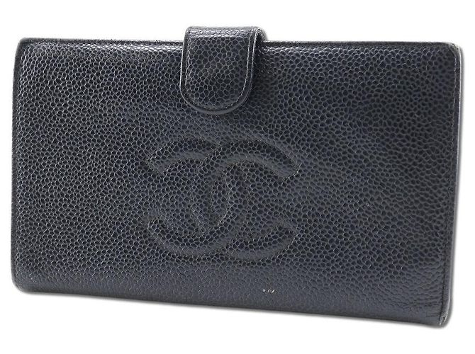 Timeless Portafoglio Lungo Chanel in Pelle Caviar Nero - vista 2