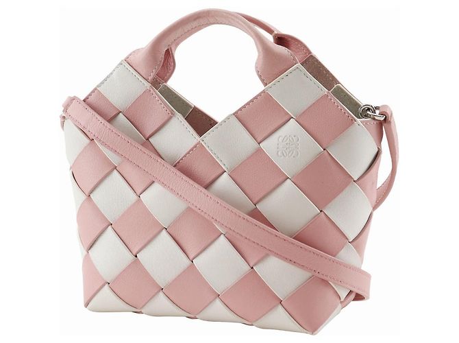 Borsa 2 in 2 in pelle intrecciata Loewe Rosa Bianco - vista 2
