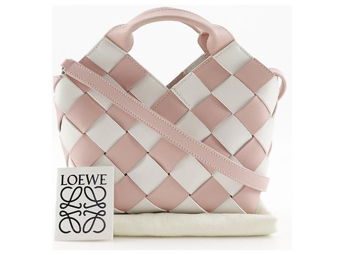 Borsa 2 in 2 in pelle intrecciata Loewe Rosa Bianco - vista 20