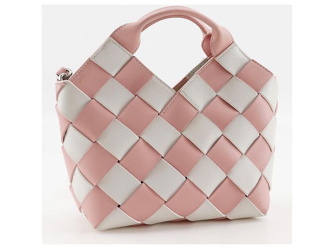 Borsa 2 in 2 in pelle intrecciata Loewe Rosa Bianco - vista 3