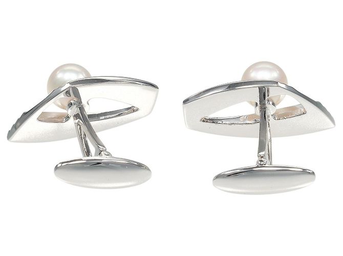 Gemelli in argento con perle MIKIMOTO - vista 2