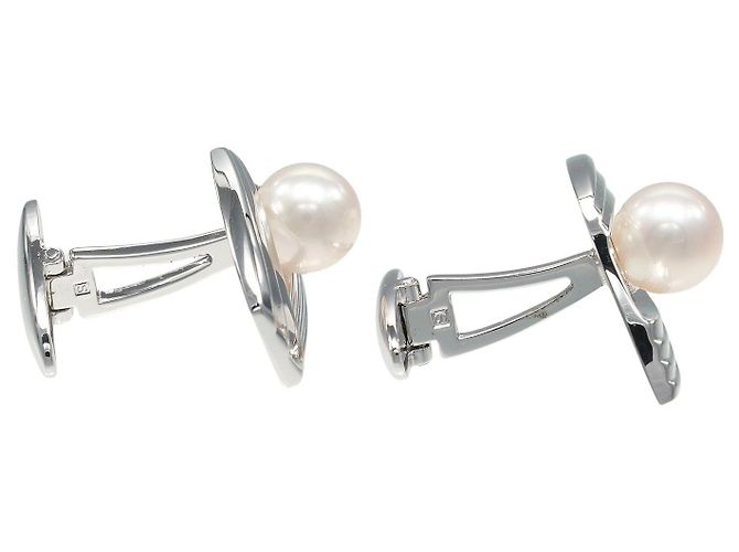 Gemelli in argento con perle MIKIMOTO - vista 5