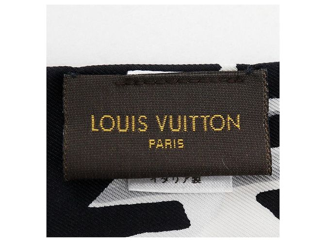 Foulard in seta Bandeau Louis Vuitton Nero Bianco - vista 5