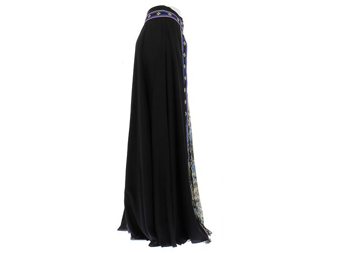 Etro Gonna lunga nera con motivi in seta Nero - vista 3