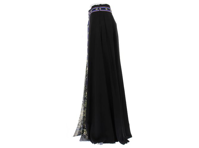 Etro Gonna lunga nera con motivi in seta Nero - vista 4