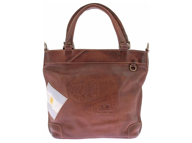 Autre Marque Borsa a mano in pelle marrone LA MARTINA - vista 2