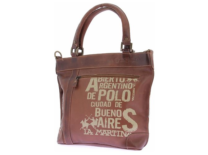 Autre Marque Borsa a mano in pelle marrone LA MARTINA - vista 5