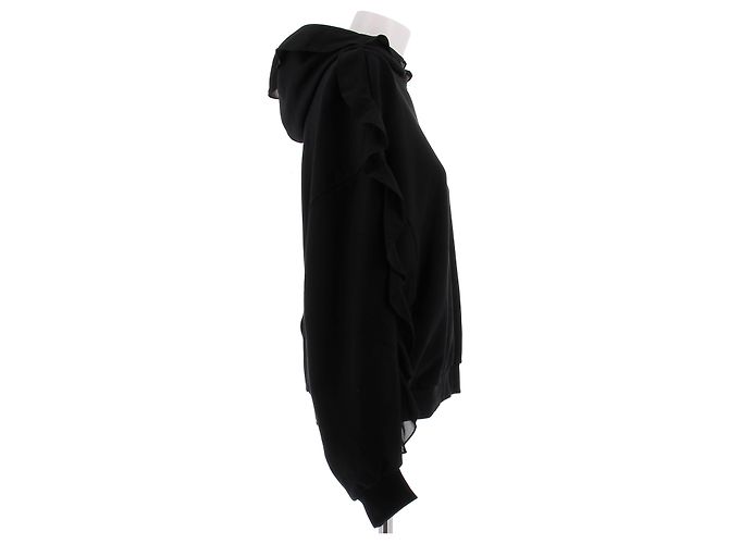 Blumarine Schwarzer Baumwoll-Hoodie mit Rüschen - Ansicht 3