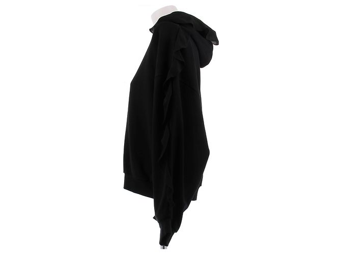 Blumarine Schwarzer Baumwoll-Hoodie mit Rüschen - Ansicht 4