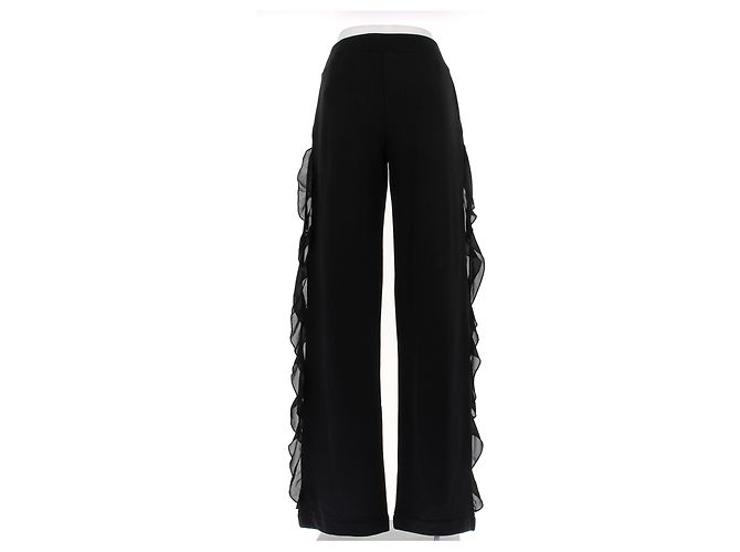 Blumarine Joggers negros con volantes de algodón - vista 2