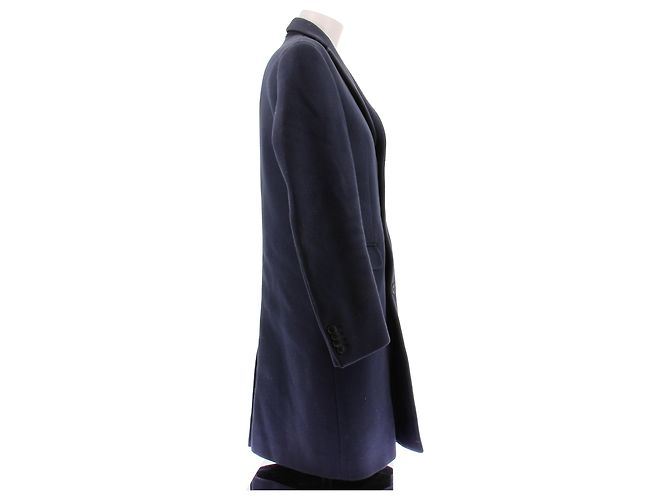 Acne Langer dunkelblauer Wollmantel Marineblau - Ansicht 3