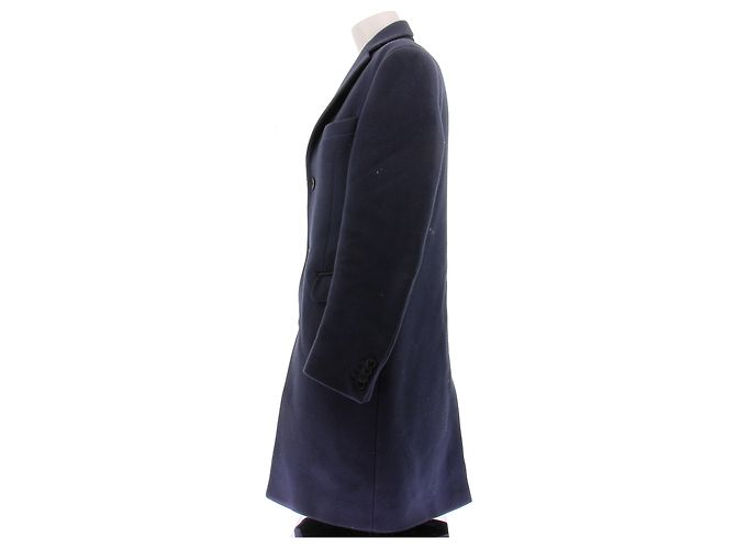 Acne Langer dunkelblauer Wollmantel Marineblau - Ansicht 4