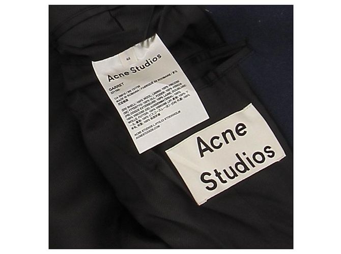 Acne Langer dunkelblauer Wollmantel Marineblau - Ansicht 5