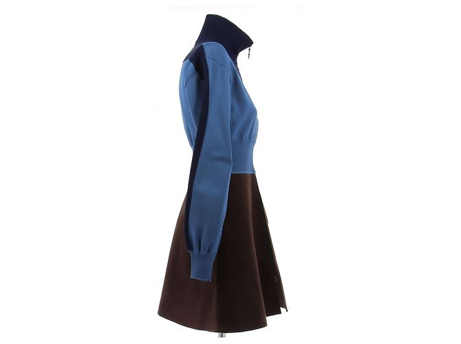 Louis Vuitton Abito blu e marrone Autunno 2014 Ghesquiere - vista 3