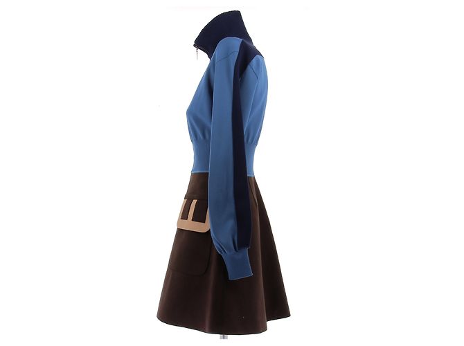 Louis Vuitton Abito blu e marrone Autunno 2014 Ghesquiere - vista 4